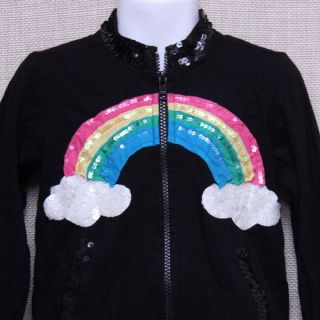 Boutique Haven Girl Black Rainbow Jacket Pants Yoga Set Size 3 3T Kids