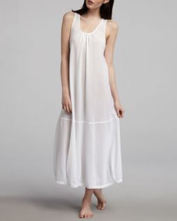 Hanro Jasmine Long Mercerized Tank Gown, White   