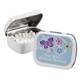 24 Personalized All Aflutter Aqua Mint Tins   Candy & Mints 