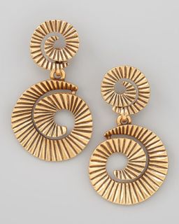 J6187 Oscar de la Renta Gold Plate Spiral Earrings