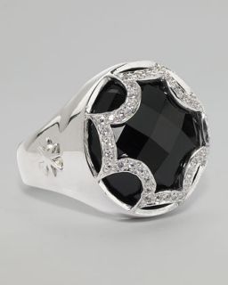 Y1C1U Elizabeth Showers Black Onyx & Sapphire Ring