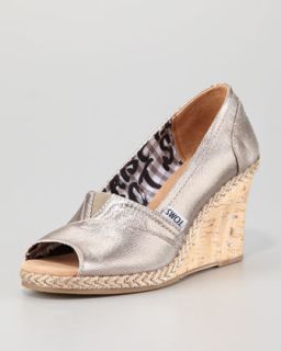  available in pewter $ 138 00 toms bennet metallic cork wedge $ 138