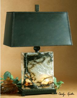 Marius Marble Table Lamp Black Shade Horchow