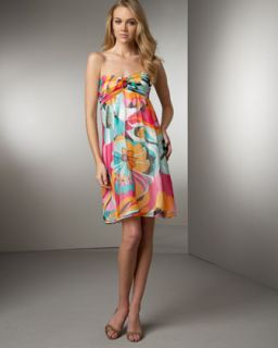 Shoshanna Tropical Print Silk Dress   