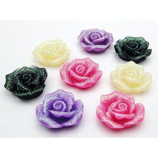 20 Pieces Medium Glitter Rose Resin Cabochon Decoden 6010