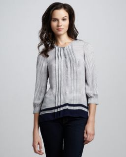 Modine Striped Pintuck Blouse