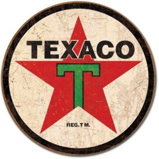 Texaco 36 Logo Round Distressed Retro Vintage Tin Sign
