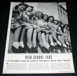 1944 Old Magazine Article WWII Wartime High School Fads