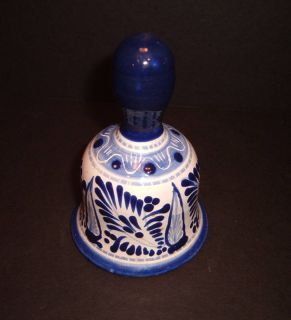 Puebla Talavera Hernandez Pottery Cobalt Bell Mexican