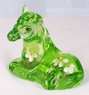 Fenton Hand Painted Horse Figurine in Key Lime
