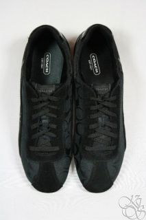 Coach Hilary 12cm Signature C Metallic Black Sneakers Womens Shoes New