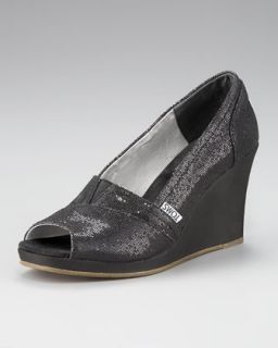  wedge available in pewter $ 138 00 toms glittered peep toe wedge $ 138