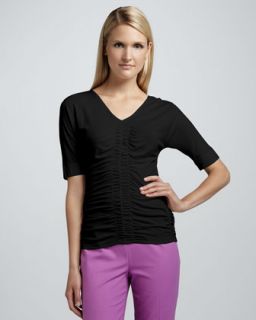 lafayette 148 new york ruched silk dolman top black available in black