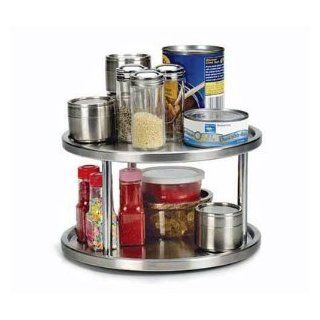 STAINLESS steel LAZY Susan 2 tier TURNTABLE Kitchen Home