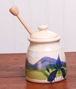 Emerson Creek Pottery Ceramic Honey Pot Handpainted USA