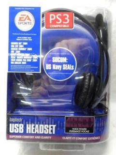 Logitech EA Sports USB Headset Compatible with PS2 & PS3 New
