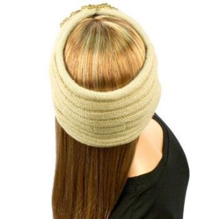  Floral Ribbed Hand Knit Handmade Headwrap Headband Ski Sand s M