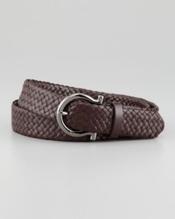 N1XKP Salvatore Ferragamo Braided Woven Leather Belt