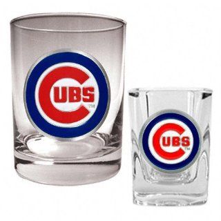 Chicago Cubs Primary Logo Rocks Glass and Square Shot