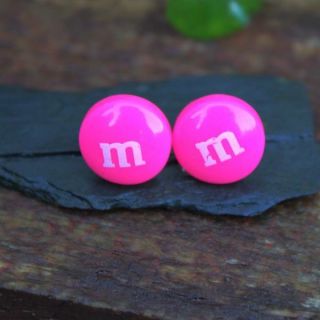Sweet M M Chocolate Candy Bean Stud Earrings Various Colors Cute