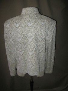ST. JOHN EVENING by Marie Gray White Sweater Jacket w/Pearls