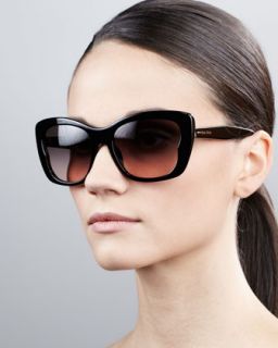 D0GFR Miu Miu Oversized Rectangle Sunglasses, Black