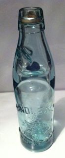 Vintage Hindle Co Black Pool Bottle with Marble Stopper