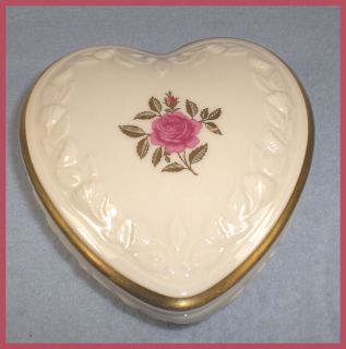 Lenox Fine Porcelain Heart Shaped Rose Trinket Jewelry Box