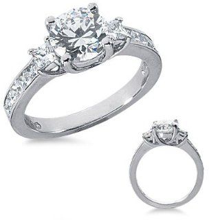 13 Ct.Diamond Engagement Ring with Princess Cut Sidestones Jewelry