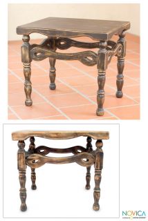 Hidalgo Brown Rustic Hand Crafted Pinewood End Accent Table Novica