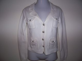WOMENS**CROP IVORY LONG SLEEVE BUTTON DOWN CARDIGAN SWEATER/JACKET