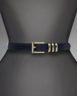 metallic napa leather belt navy $ 195