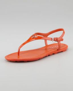 Patent Leather Logo Thong Sandal, Orange