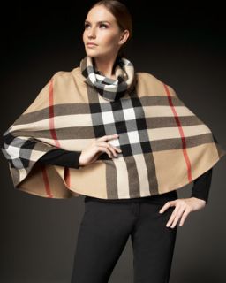 Burberry Daisy Check Poncho, Camel   