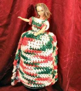 Vintage Handmad Barbie Doll Crocheted Craft Dress Gown Hawaiian Hula