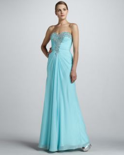 T626C La Femme Boutique Strapless Gown with Beaded Bodice