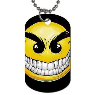 Creepy sinister Smiley Face Dog Tag with 30 chain