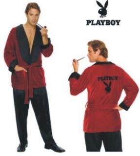 Playboy Hugh Hefner Smoking Jacket w Pipe Costume XL