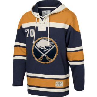 Buffalo Sabres Navy Old Time Hockey Lace Up Jersey Hooded Sweatshirt