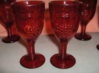 Vintage 10 PC Imperial Glass Ruby Red Grapes Decanter Wine Glasses
