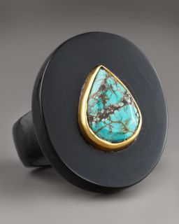 turquoise and dark horn ring $ 335
