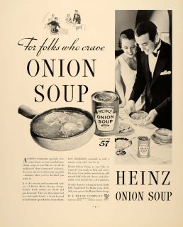 1934 Ad Heinz Onion Soup Food Can Pittsburgh Formal Original