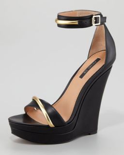 S9902 Rachel Zoe Katlyn Platform Wedge Sandal, Black/Gold