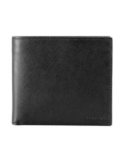Prada Crown Print Saffiano Bi Fold Wallet   