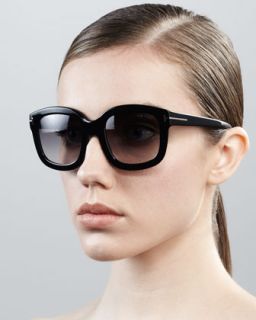 D0GCA Tom Ford Christophe Oversized Sunglasses, Shiny Black