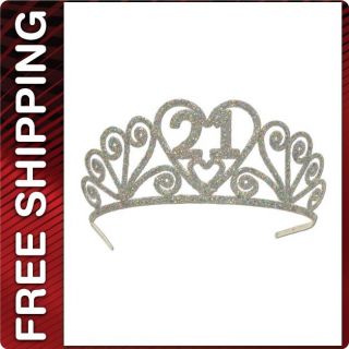 Glittered 21st Birthday Tiara Masquerade Costume Club Party Outfit