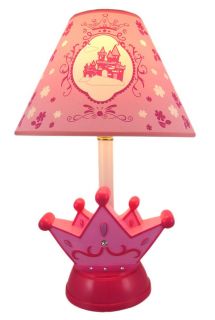 Pretty Pink Princess Crown Table Lamp with Castle Shade