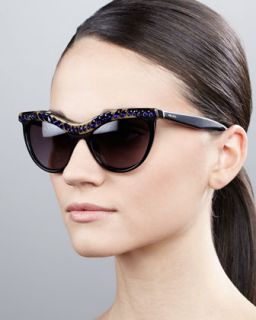 purple crystal encrusted cat eye sunglasses havana black $ 430