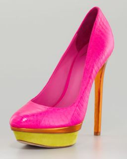  embossed pump available in pink $ 425 00 b brian atwood neon snake