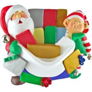 Santa Family Santas Gift with Elf Ornament Personalized